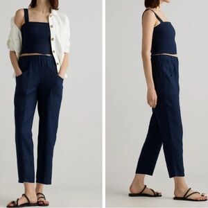 Quince European Linen Tapered Ankle Pants Dark Blue navy Sized large